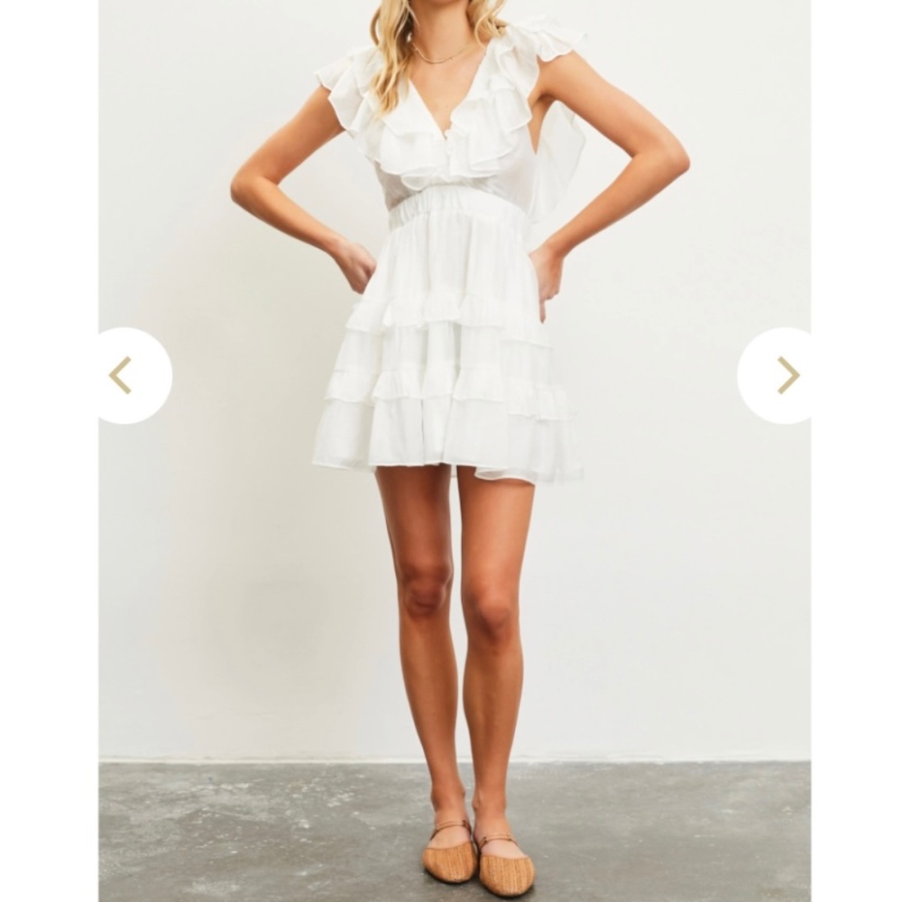 Mustard Seed White Frill Dress